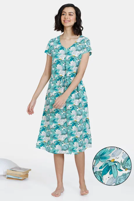 Floral Mid-Length Nightdress Zivame