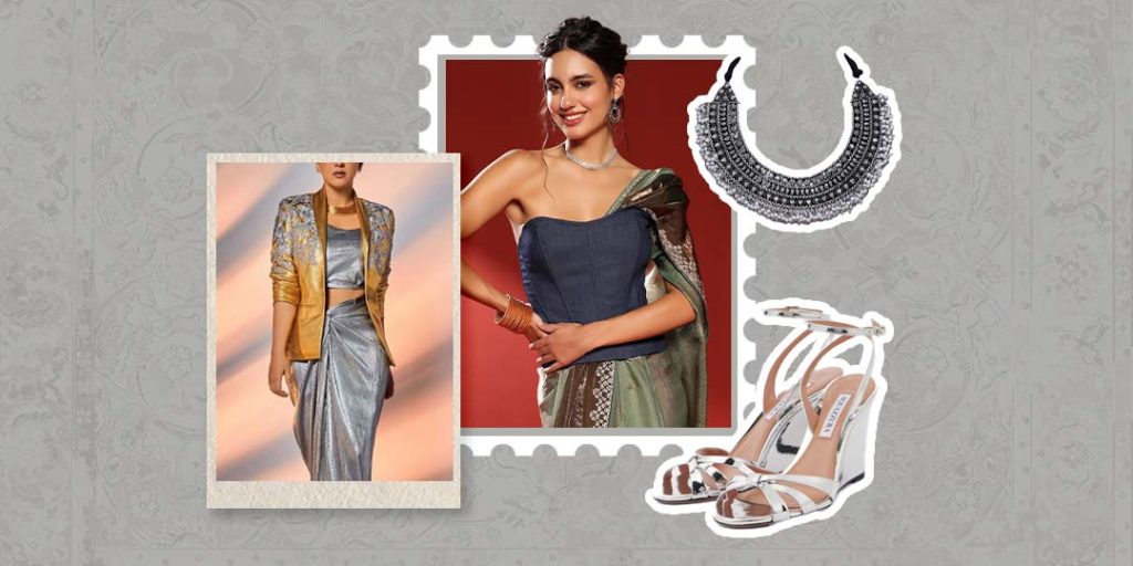 grey colour navratri outfits