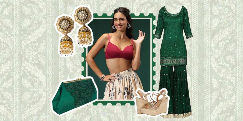 Peacock green colour navratri outfits