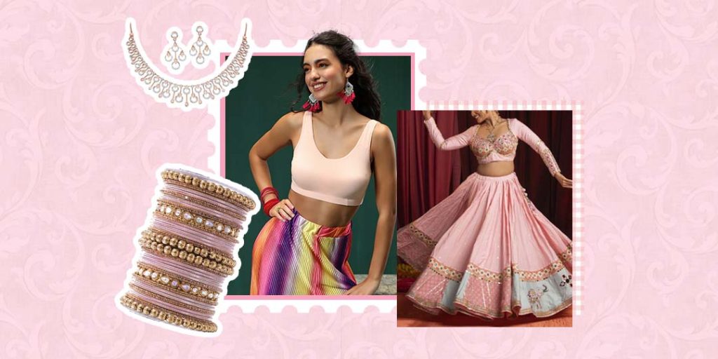 Pink colour navratri outfits